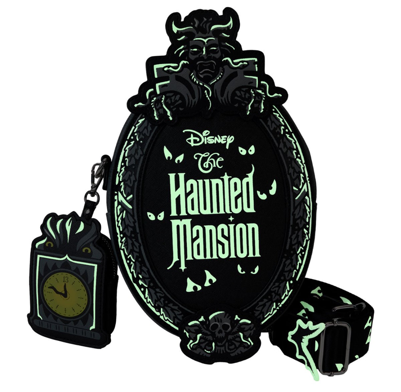 The Haunted Mansion Plaque Glow Crossbody Bag With Coin Bag